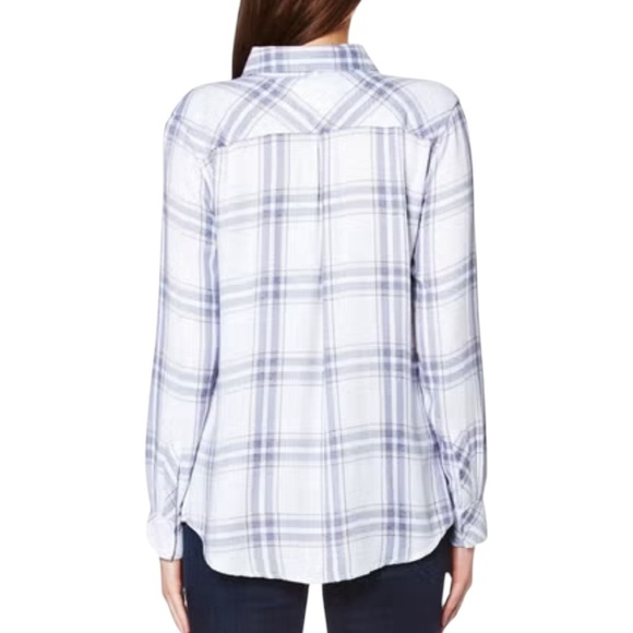 Rails Hunter White Blush Blue Patriot Plaid Button Down Flannel Shirt Size S - Picture 3 of 14